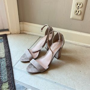 Madden Girl Beella Block Heel Sandal in Blush Suede